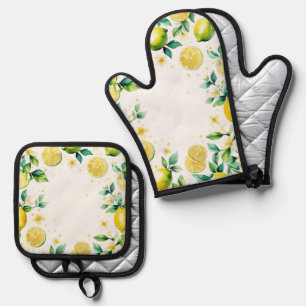 Ensemble De Gant De Cuisine Et De Manique Jeu de mariée bleu citron moderne