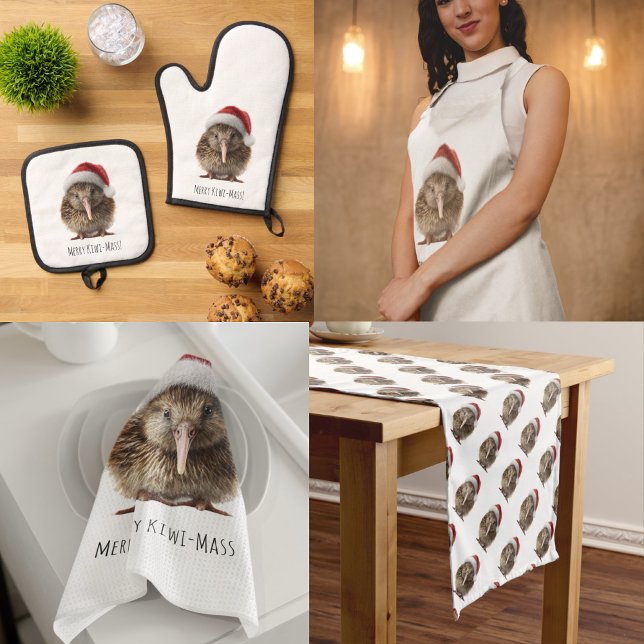 Ensemble De Gant De Cuisine Et De Manique Joli Kiwi de Noël, coutume (Créateur téléchargé)