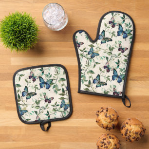 Ensemble De Gant De Cuisine Et De Manique Jolie Mariage Papillons Bleus Baby Shower