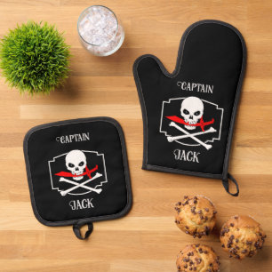 Ensemble De Gant De Cuisine Et De Manique Jolly roger personnalisé (Cutlass)