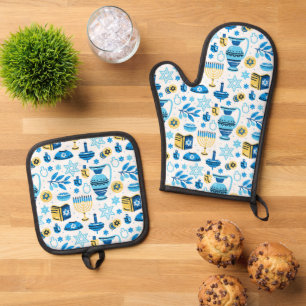 Ensemble De Gant De Cuisine Et De Manique Joyeux Hanukka