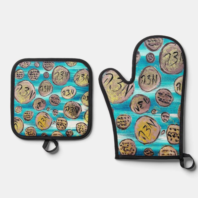 Ensemble De Gant De Cuisine Et De Manique Joyeux Matzah moderne (Recto)