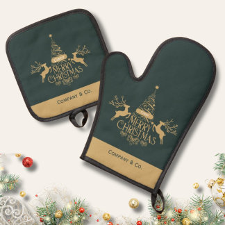 Ensemble De Gant De Cuisine Et De Manique Joyeux Noël Nom personnalisé pour l'équipe de l'en