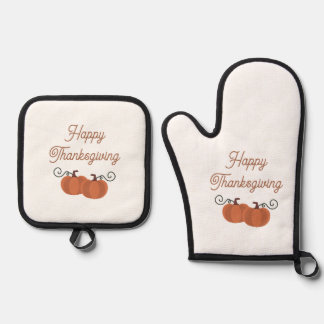 Ensemble De Gant De Cuisine Et De Manique Joyeux Thanksgiving Citrouille Automne 