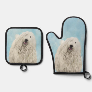 Ensemble De Gant De Cuisine Et De Manique Komondor Peinture Hongroise Cute Original Chien Ar