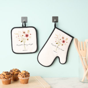 Ensemble De Gant De Cuisine Et De Manique La Joie du Seigneur floral minimaliste
