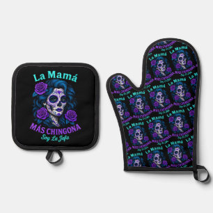 Ensemble De Gant De Cuisine Et De Manique La Mamá Más Chingona Amusante maman espagnole