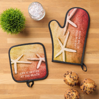 Ensemble De Gant De Cuisine Et De Manique La vie est meilleure à la photo d'étoile de mer