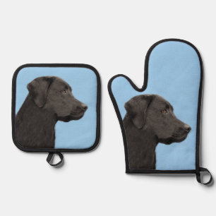 Ensemble De Gant De Cuisine Et De Manique Labrador Retriever Painting Black Lab Pet Chien Ar