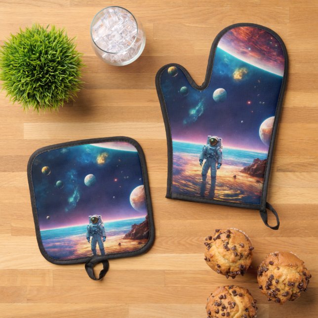 Ensemble De Gant De Cuisine Et De Manique L'aventure Astro  (De haut en bas)