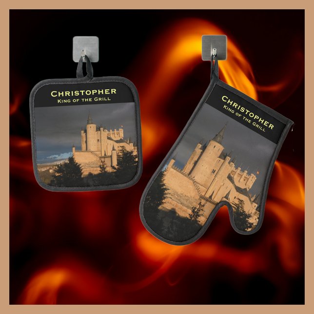 Ensemble De Gant De Cuisine Et De Manique Le Roi du Grill Votre photo (Créateur téléchargé)