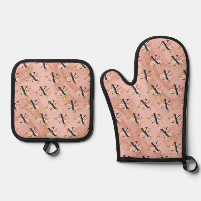 Ensemble De Gant De Cuisine Et De Manique Lettre X (Recto)