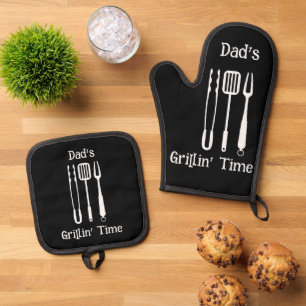 Ensemble De Gant De Cuisine Et De Manique L'heure de Grillin pour papa Barbecue Jardin