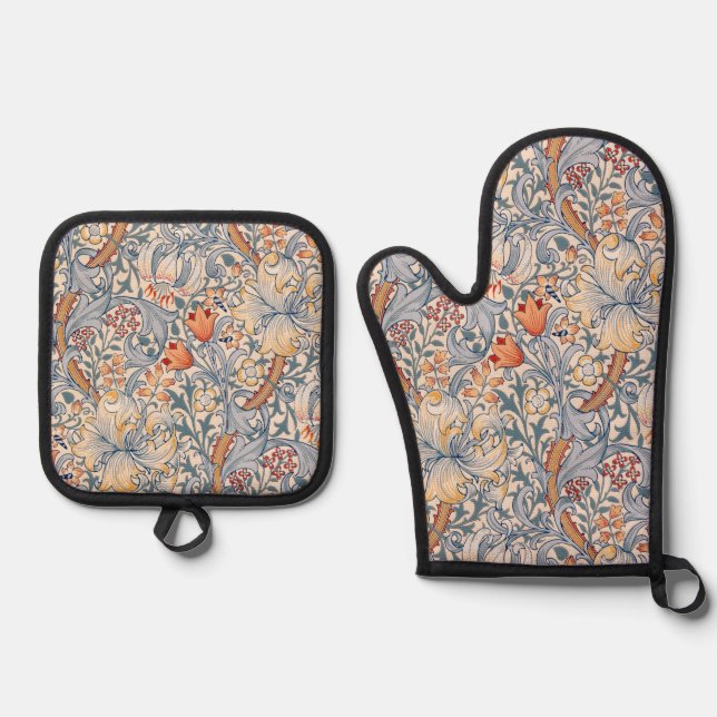 Ensemble De Gant De Cuisine Et De Manique Lily dorée, William Morris (Recto)