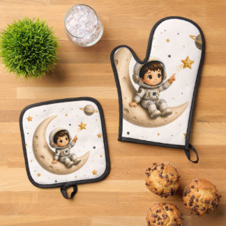 Ensemble De Gant De Cuisine Et De Manique Little Astronaut Kitchen Apron