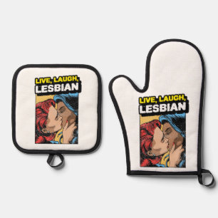 Ensemble De Gant De Cuisine Et De Manique Live Laugh Lesbian
