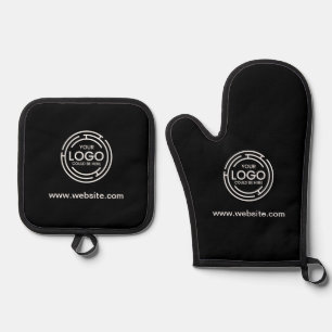 Ensemble De Gant De Cuisine Et De Manique Logo d'entreprise de marque personnalisée noir