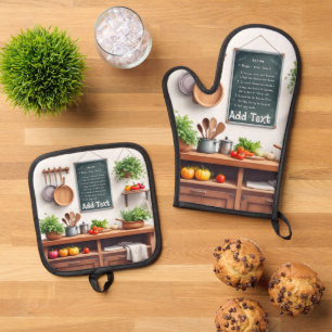 Ensemble De Gant De Cuisine Et De Manique Lot de 2 maniques et dessous de plat Cadeau pers