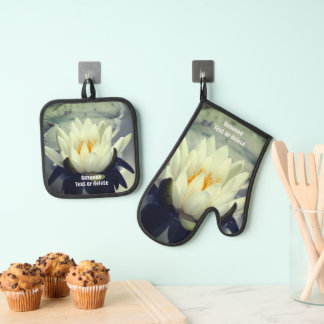 Ensemble De Gant De Cuisine Et De Manique Lotus Water Lily Flower Personnalisé