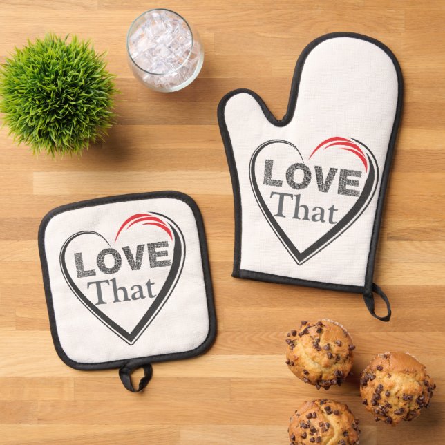 Ensemble De Gant De Cuisine Et De Manique Love That Oven Mitt & Pot Holder (De haut en bas)