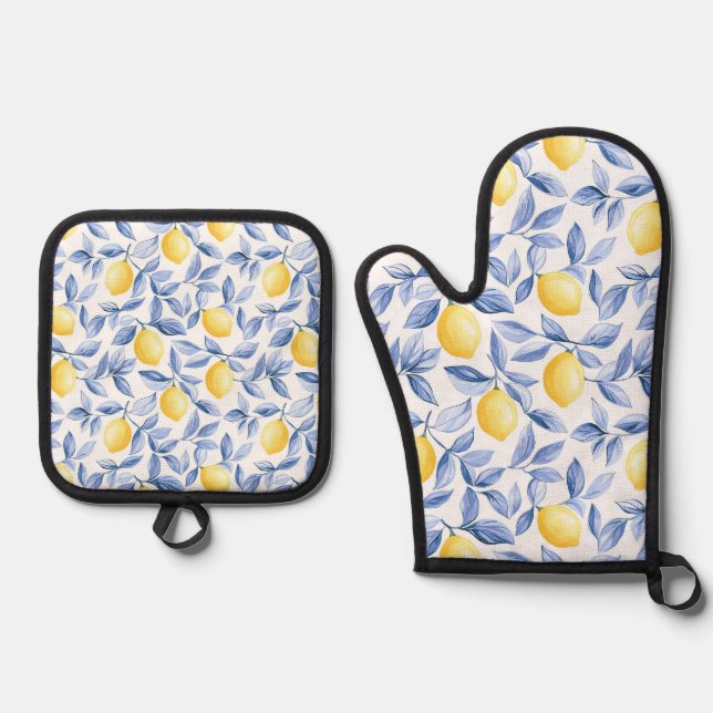 Ensemble De Gant De Cuisine Et De Manique Lover citron (Recto)