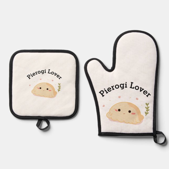 Ensemble De Gant De Cuisine Et De Manique Lover Pierogi Lover (Recto)