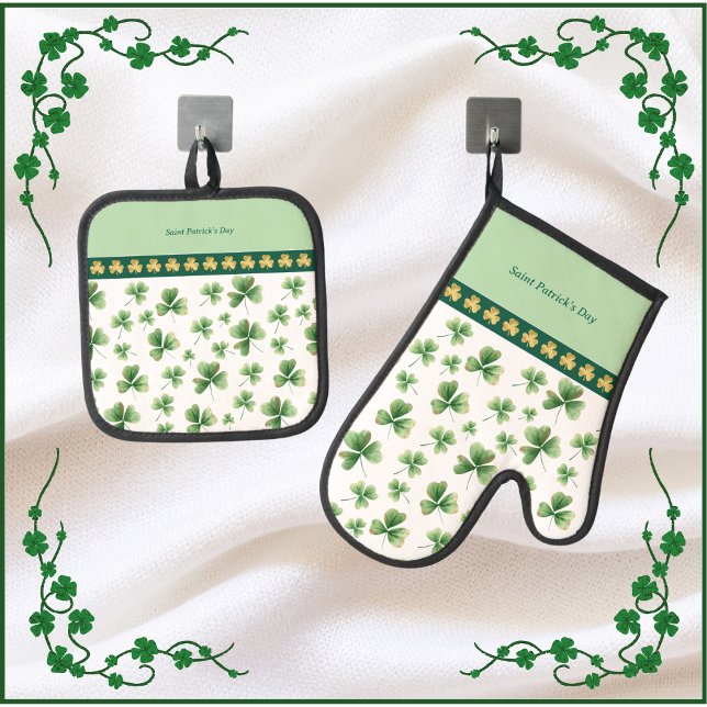 Ensemble De Gant De Cuisine Et De Manique Lucky Charms Shamrock Four Mitts (Lucky Charms Shamrock Oven Mitts)