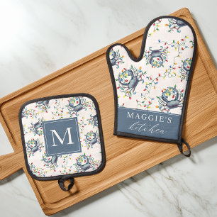 Ensemble De Gant De Cuisine Et De Manique Lumières de Noël personnalisées pour crabe côtier