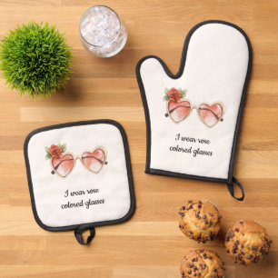 Ensemble De Gant De Cuisine Et De Manique Lunettes de soleil de couleur rose