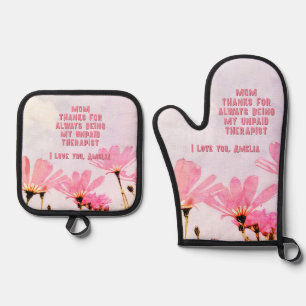 Ensemble De Gant De Cuisine Et De Manique Maman Thérapeute non payée Funny Floral Fête des M