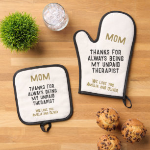 Ensemble De Gant De Cuisine Et De Manique Maman Thérapeute Non Payée Humour Drôle Fête des M