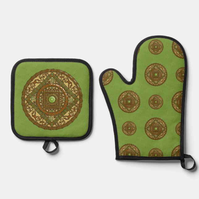 Ensemble De Gant De Cuisine Et De Manique Mandala de la Vierge (Recto)