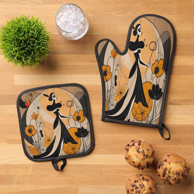 Ensemble De Gant De Cuisine Et De Manique Mandulis (Mandulis Oven Mitt & Pot Holder Set
)