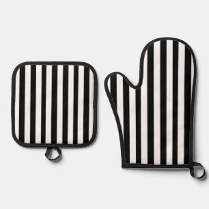 Ensemble De Gant De Cuisine Et De Manique Manique de four et protège-pots à rayures noires e