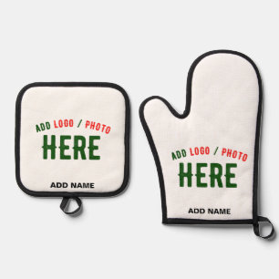 ENSEMBLE DE GANT DE CUISINE ET DE MANIQUE MARQUE BLANCHE MODERNE ET PERSONNALISABLE VÉRIFIÉE