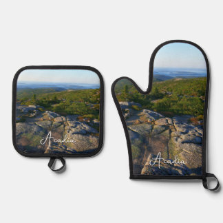 Ensemble De Gant De Cuisine Et De Manique Matin au sommet du mont Cadillac à Acadia