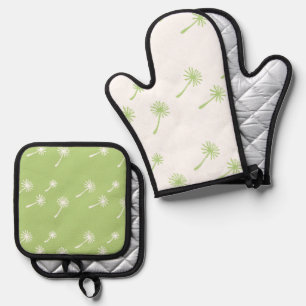 Ensemble De Gant De Cuisine Et De Manique Mauvaise herbe arrive mignon cynique pissenlit Drô
