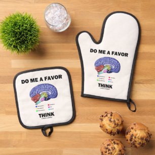 Ensemble De Gant De Cuisine Et De Manique Me Faire Une Faveur Pensez Cerveau Anatomie Humour