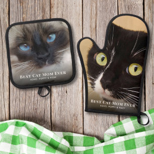Ensemble De Gant De Cuisine Et De Manique Meilleur Chat Maman Jamais Photo