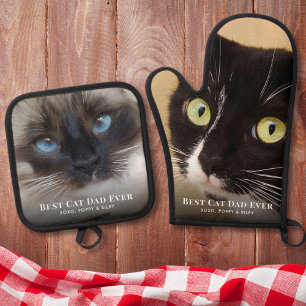 Ensemble De Gant De Cuisine Et De Manique Meilleur Chat Papa Jamais Photo