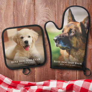 Ensemble De Gant De Cuisine Et De Manique Meilleur Chien Papa Jamais Photo