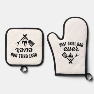 Ensemble De Gant De Cuisine Et De Manique "Meilleur Grill Papa Jamais Four Mitt et Pot Holde