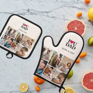 Ensemble De Gant De Cuisine Et De Manique "Meilleur papa au four" - Photo personnalisée Cuis