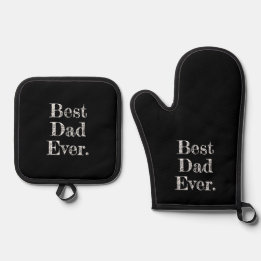 Ensemble De Gant De Cuisine Et De Manique Meilleur Papa Jour Tiré À La Main Typographie Noir