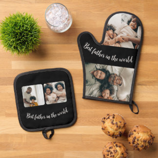 Ensemble De Gant De Cuisine Et De Manique Meilleur Père Dans Le Monde 4 Photos Personnalisée