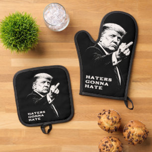 Ensemble De Gant De Cuisine Et De Manique Meme drôle du doigt d'honneur de Trump 2026