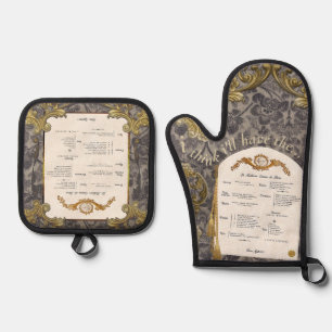 Ensemble De Gant De Cuisine Et De Manique Menu français Four Mitt et Pot Holder Set