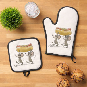 Ensemble De Gant De Cuisine Et De Manique Mic & Mac's Picnic Oven Mitt and Pot Holders