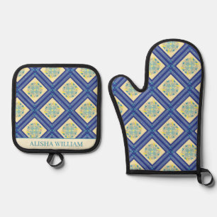 Ensemble De Gant De Cuisine Et De Manique Mitaines de four élégantes de design méditerranéen