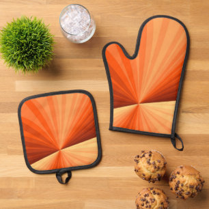 Ensemble De Gant De Cuisine Et De Manique Moderne Abstrait Orange Rouge Vanille Graphique Fr